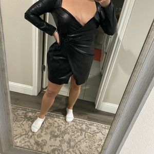 Zara Black Wrap Leather Dress